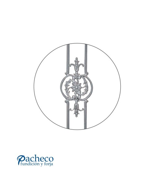 Balaustrada de Aluminio Fundido Ornamental  Con Rosetón Central M8 x2