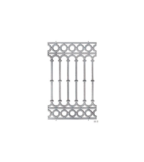 Balaustrada de Aluminio Fundido Composición de Aros y Óvalos con Macollas Simple M8 x2