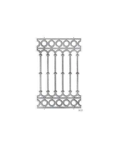 Balaustrada de Aluminio Fundido Composición de Aros y Óvalos con Macollas Simple M8 x2