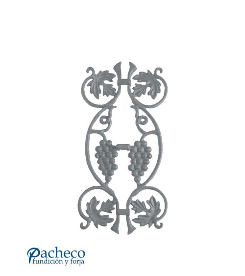 Pieza Central de Hierro Fundido Ornamental con Racimos Uvas de Cuadrado 16 mm