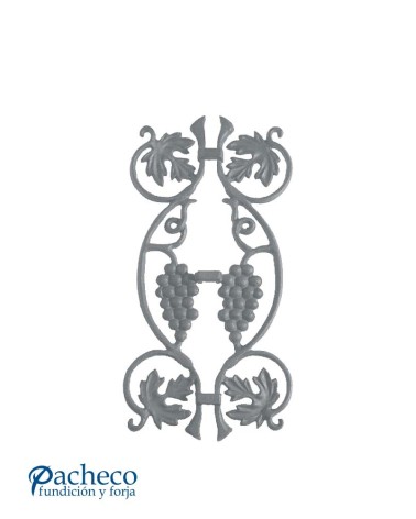 Pieza Central de Hierro Fundido Ornamental con Racimos Uvas de Cuadrado 16 mm