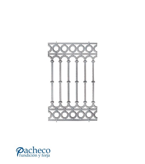 Balaustrada de Aluminio Fundido Composición de Aros y Óvalos con Macollas Simple M8 x2