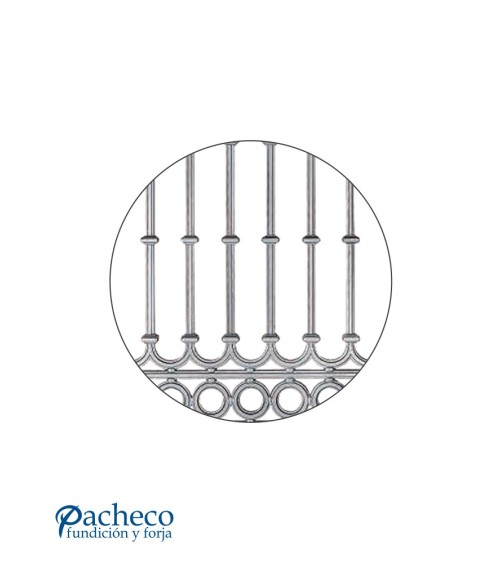Balaustrada de Aluminio Fundido Composición de Aros y Óvalos con Macollas Simple M8 x2