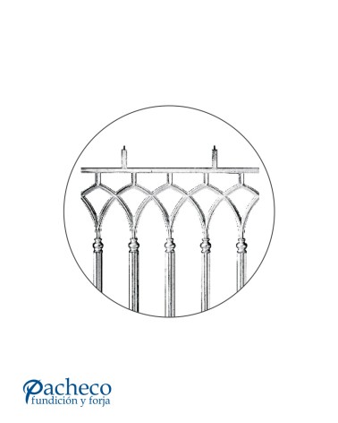 Balaustrada de Aluminio Fundido Composición de Balaustres de Abanico M8 x2
