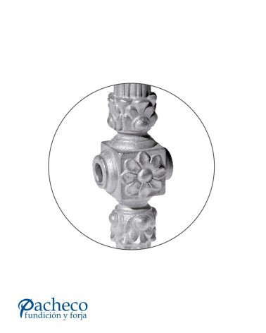 Macolla Ornamental de Hierro Fundido para Unión de Barrotes de Redondo 16 mm