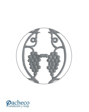 Pieza Central de Hierro Fundido Ornamental con Racimos Uvas de Cuadrado 16 mm