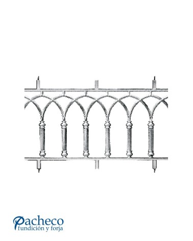 Balaustrada de Aluminio Fundido Composición de Balaustres de Abanico Reducida M8 x2