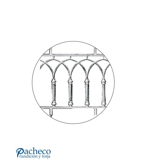 Balaustrada de Aluminio Fundido Composición de Balaustres de Abanico Reducida M8 x2