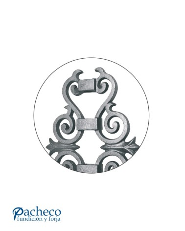 Pieza Central de Hierro Fundido Eses Simétricas de Cuadrado 16 mm