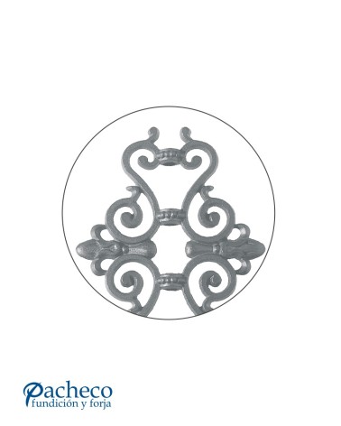 Adorno Central de Hierro Fundido Eses de Forja Simétricas de Redondo 16 mm