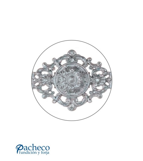 Plafón  de Aluminio Fundido Ornamental con Filigrana y Rosetón Central