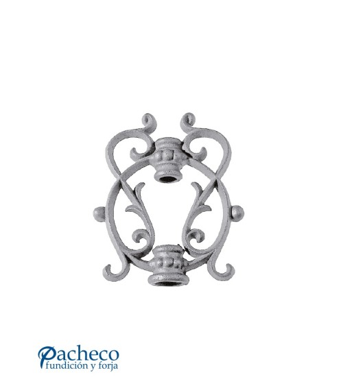 Adorno Central de Hierro Fundido de Volutas con Aro Central para Redondo 16 mm