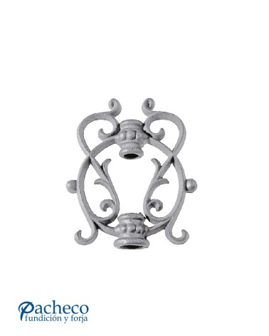 Adorno Central de Hierro Fundido de Volutas con Aro Central para Redondo 16 mm