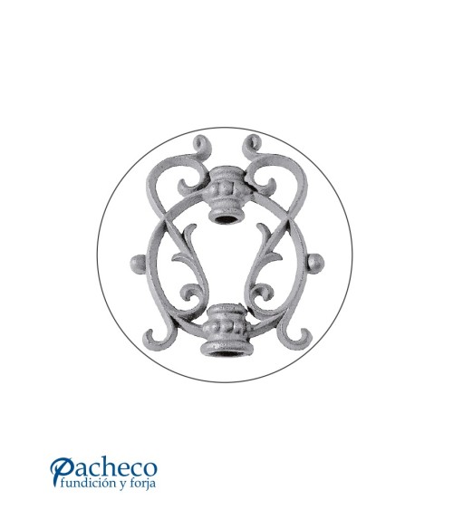 Adorno Central de Hierro Fundido de Volutas con Aro Central para Redondo 16 mm