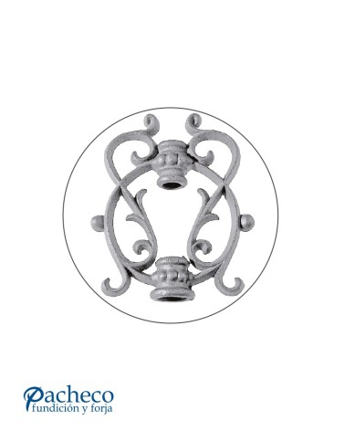 Adorno Central de Hierro Fundido de Volutas con Aro Central para Redondo 16 mm