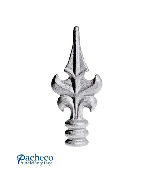 Lanza de Hierro Fundido Flor de Lis con Base Anillada para Redondo 14 - 16 mm
