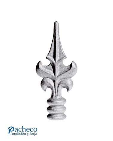 Lanza de Hierro Fundido Flor de Lis con Base Anillada para Redondo 14 - 16 mm