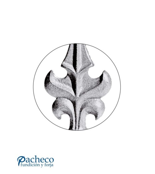 Lanza de Hierro Fundido Flor de Lis con Base Anillada para Redondo 14 - 16 mm