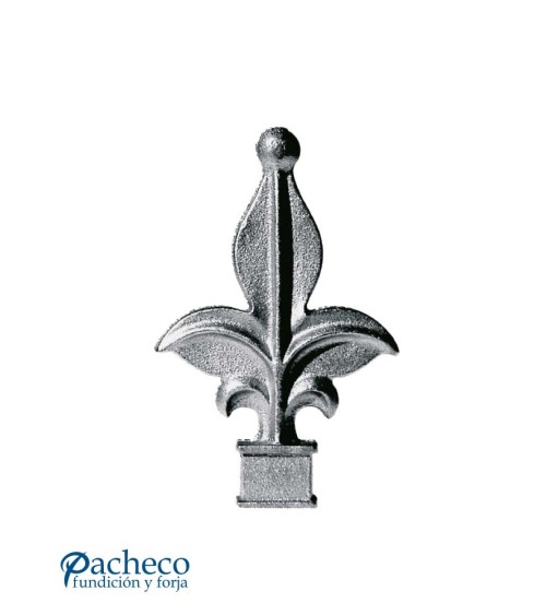 Lanza de Hierro Fundido Flor de Lis con Bola en Extremo para Cuadrado 16 mm