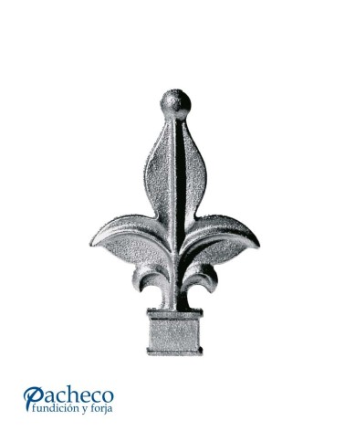 Lanza de Hierro Fundido Flor de Lis con Bola en Extremo para Cuadrado 16 mm