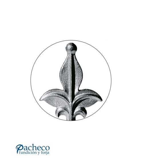 Lanza de Hierro Fundido Flor de Lis con Bola en Extremo para Cuadrado 16 mm