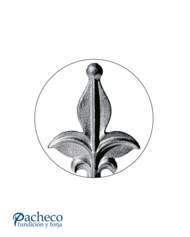 Lanza de Hierro Fundido Flor de Lis con Bola en Extremo para Cuadrado 16 mm