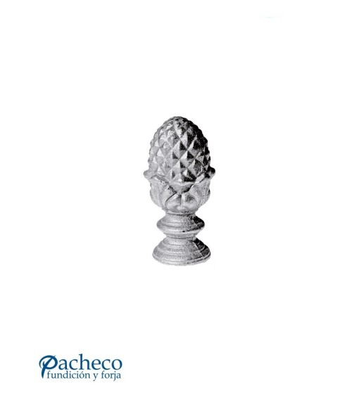Remate Piña Maciza Alta de Hierro Fundido con Base Redonda 45 mm