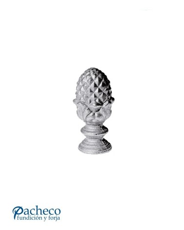 Remate Piña Maciza Alta de Hierro Fundido con Base Redonda 45 mm