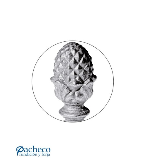 Remate Piña Maciza Alta de Hierro Fundido con Base Redonda 45 mm