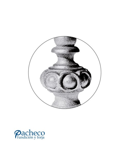 Remate con Adorno de Bolas Hueca de Hierro Fundido con Base Redonda 35 mm