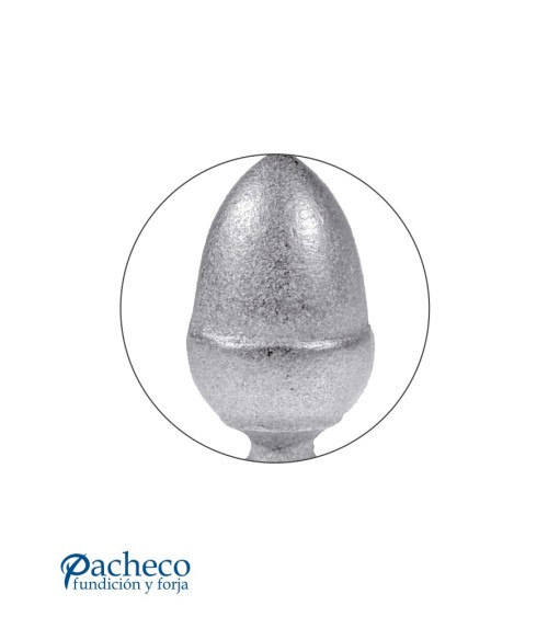 Remate Bellota de Hierro Fundido Macizo con Base Redonda 47 mm