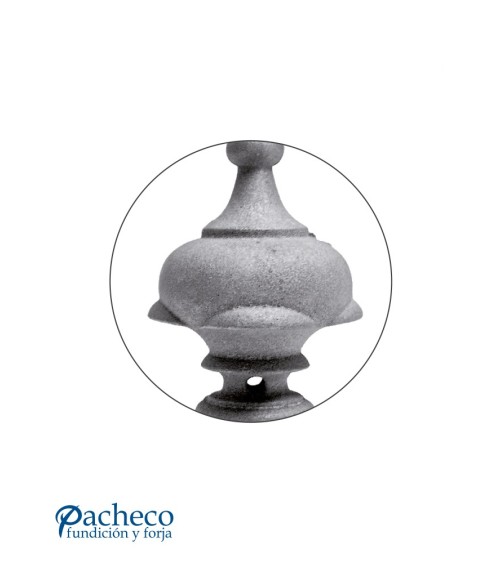 Remate Hueco de Hieror Fundido Abarrilado Liso con Base Redonda 50 mm Remate Hueco de Hieror Fundido Abarrilado Liso con Base Redonda 50 mm