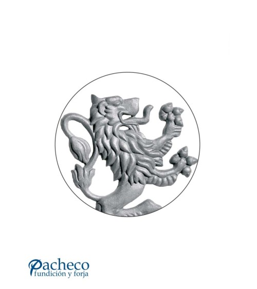 Figura de León Ornamental Heráldico de Hierro Fundido IZQ Relieve una Cara