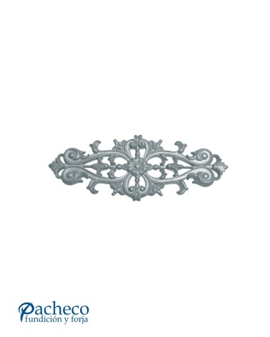 Plafón Alargado de Hierro Fundido con Adorno Floral Central