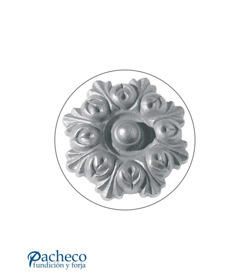 Rosetón Floral con Botón Central de Hierro Fundido