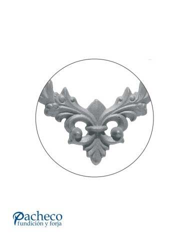 Plafón Flor de Lis con Ramas Laterales de Hierro Fundido