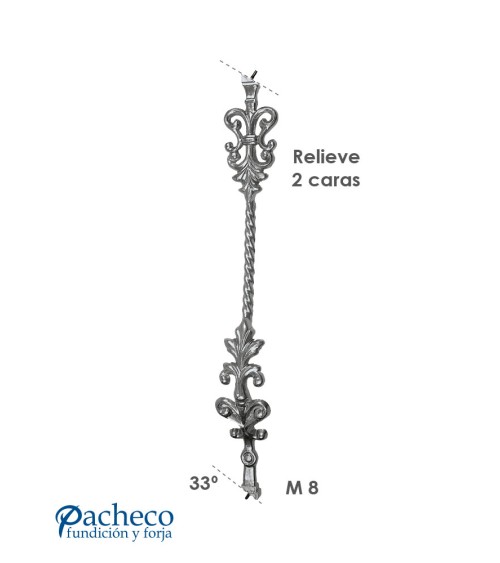 Jabalcon de Aluminio Fundido Ornamental IZQ para Escaleras M8 Jabalcon de Aluminio Fundido Ornamental IZQ para Escaleras M8