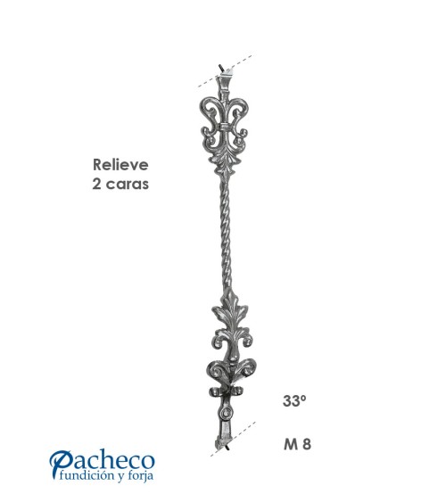 Jabalcon de Aluminio Fundido Ornamental DCHA para Escaleras M8