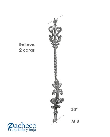 Jabalcon de Aluminio Fundido Ornamental DCHA para Escaleras M8