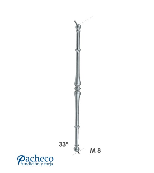 Balaustre de Aluminio Fundido Liso Abarrilado IZQ para Escaleras M8