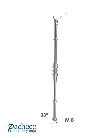 Balaustre de Aluminio Fundido Liso Abarrilado IZQ para Escaleras M8