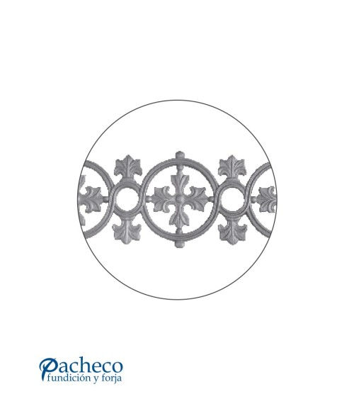 Solera de Hierro Fundido con Aros y Adornos para Barandillas
