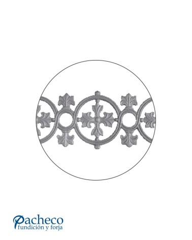 Solera de Hierro Fundido con Aros y Adornos para Barandillas