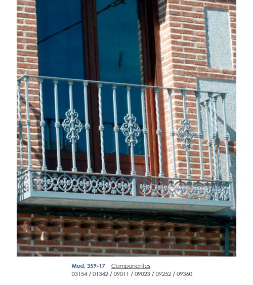 Solera de Hierro Fundido con Aros y Adornos para Barandillas