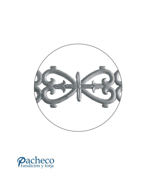 Solera de Hierro Fundido para Barandillas o Ventanas con Corazones Enfrentados