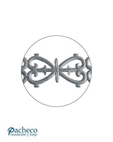 Solera de Hierro Fundido para Barandillas o Ventanas con Corazones Enfrentados