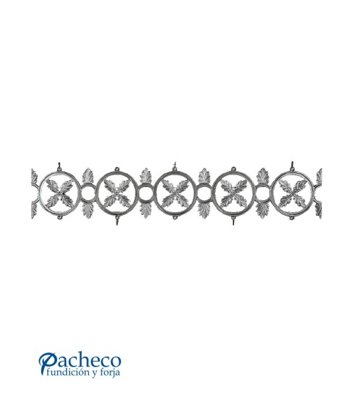 Solera de Aluminio Fundido con Aros y Adornos para Barandillas M6