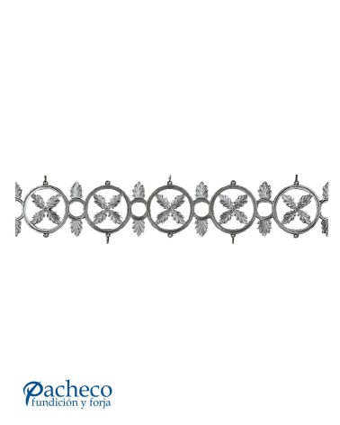 Solera de Aluminio Fundido con Aros y Adornos para Barandillas M6