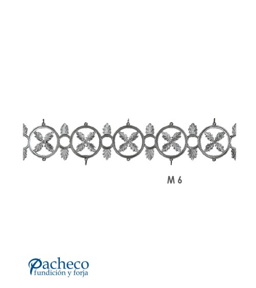 Solera de Aluminio Fundido con Aros y Adornos para Barandillas M6