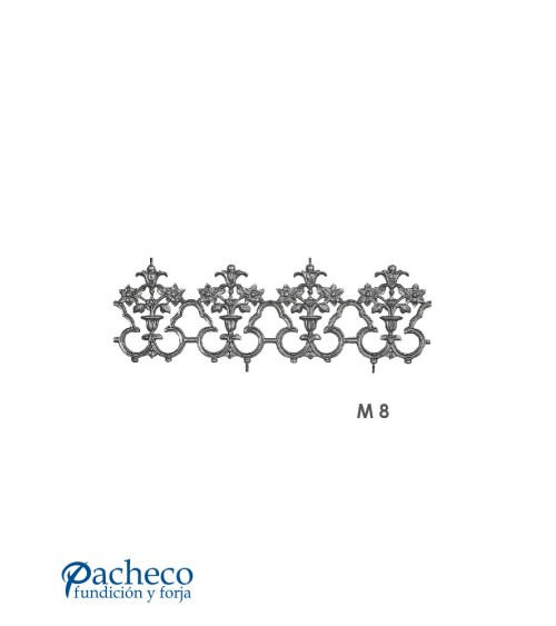 Solera de Aluminio Fundido Ornamental Decorativo para Barandillas o Ventanas M8